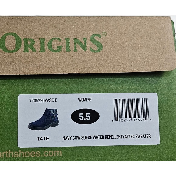 Earth Origins Tate Blue Suede Boots Water Repellent Aztec Sweater Womens 5.5 - Picture 13 of 14